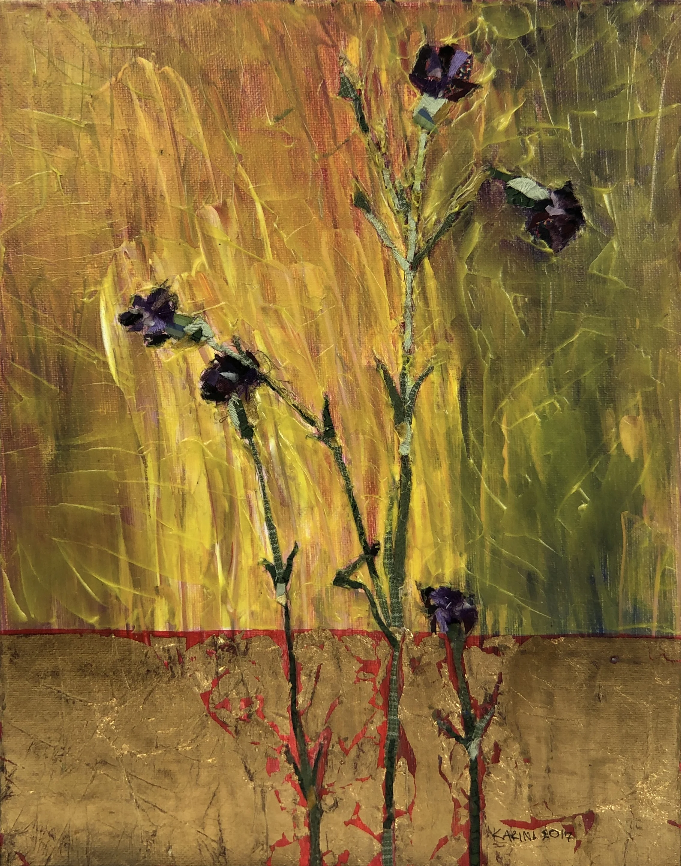 Three Purple Statice