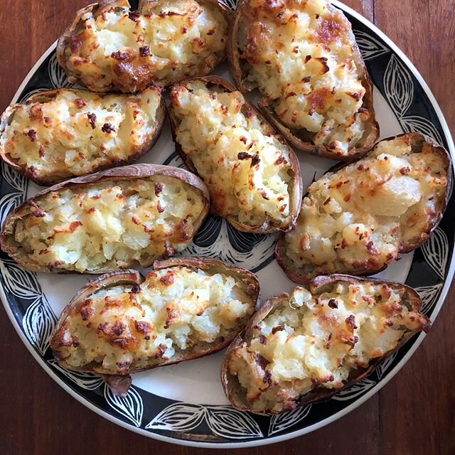 I have never made twice baked potatoes before...and these certainly aren&rsquo;t traditional given quarantine switches of Brie for cheddar and maybe expired buttermilk (it didn&rsquo;t smell off but the date suggested concern)...well I think we have 