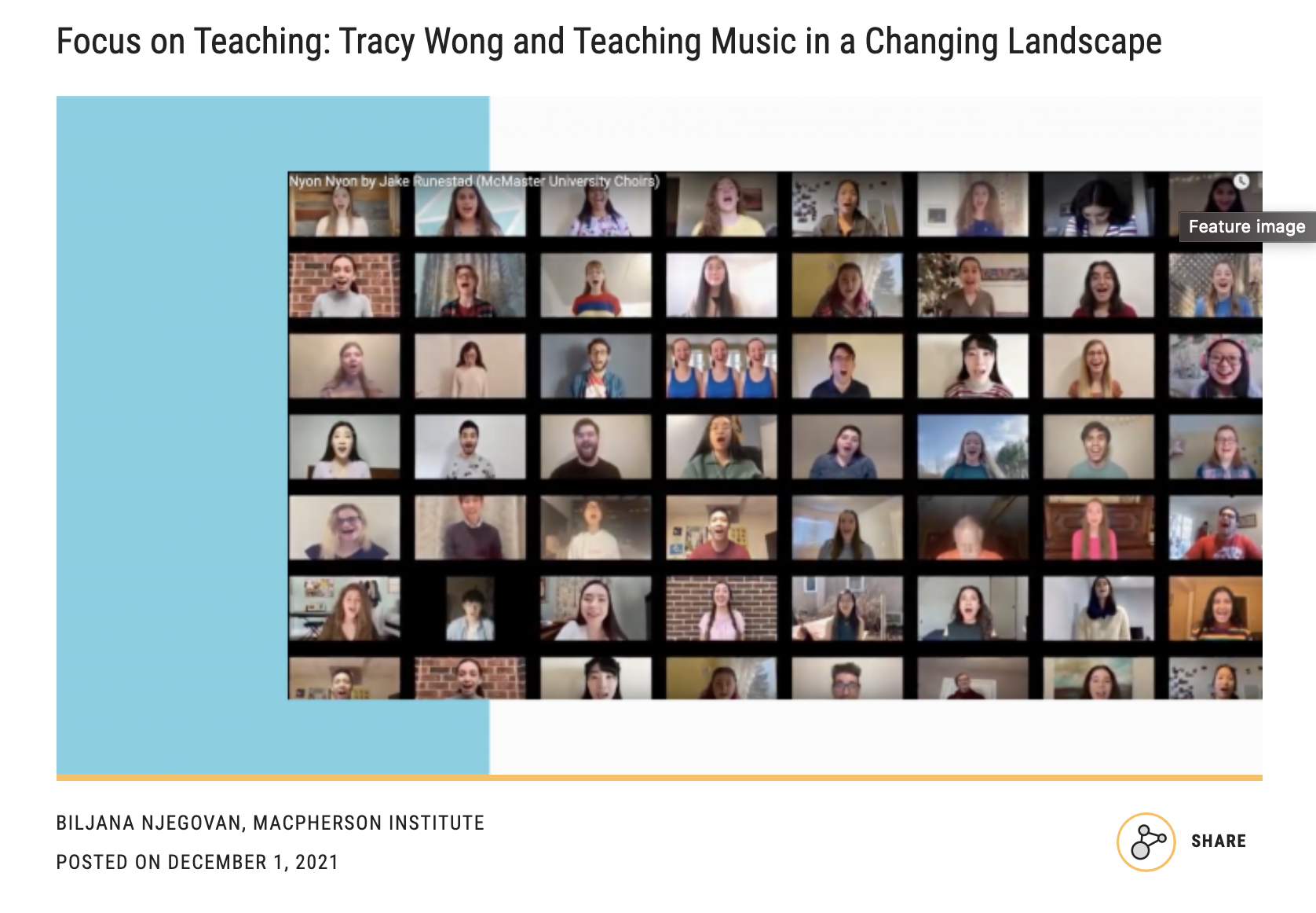 Focus on Teaching: Tracy Wong and Teaching Music in a Changing Landscape