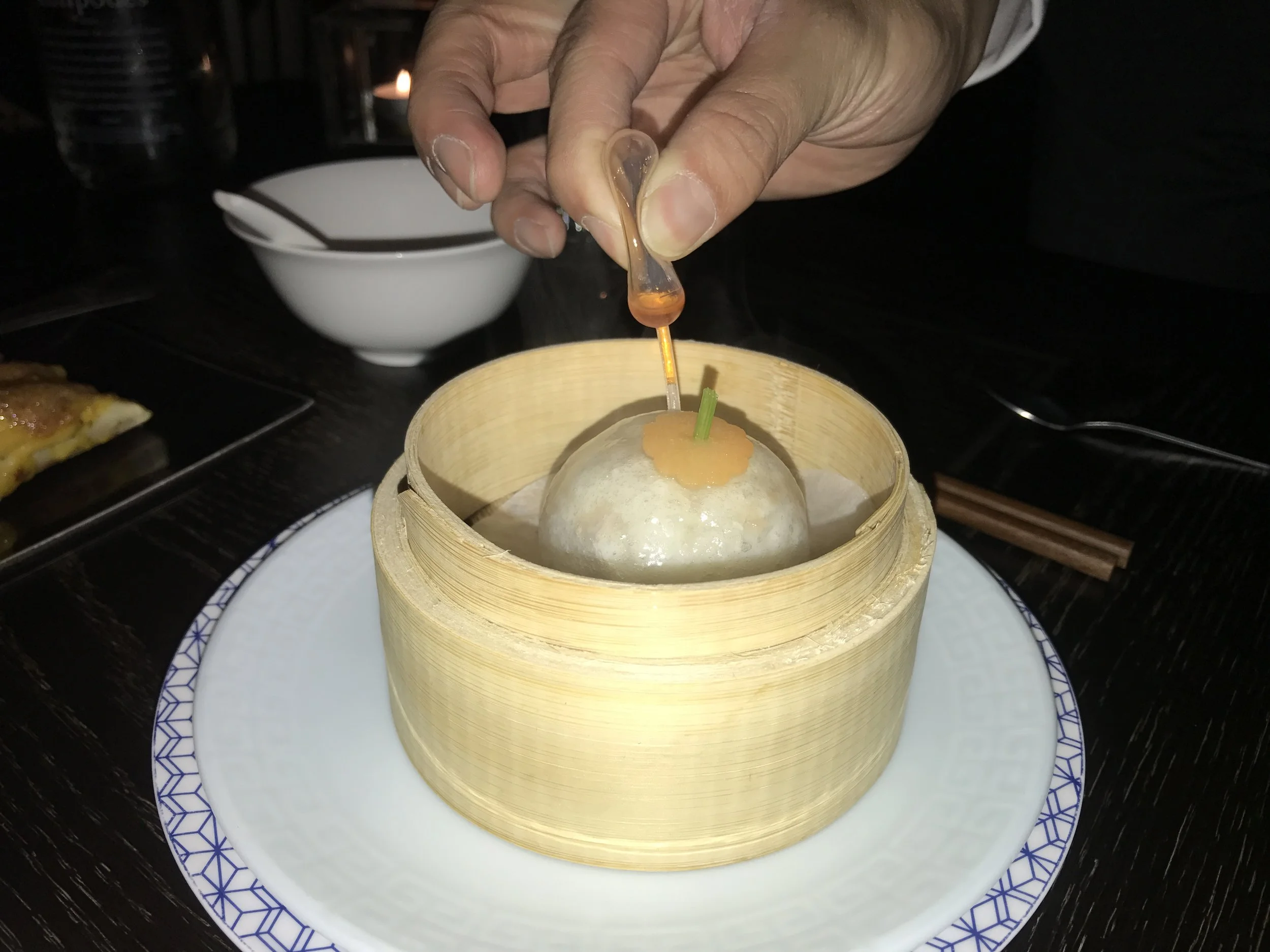 Lobster dim sum, with lobster sauce squirted inside to make it even juicier and more flavorful