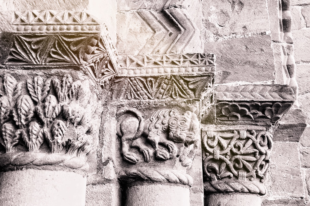 Detail from the West door at Leominster Priory, Herefordshire.