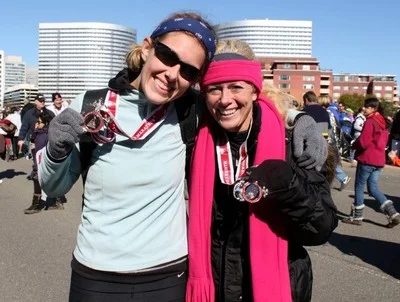 (Heather, my niece, and I after the race sporting our “bling”)