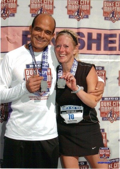 (Mourad and I post race – he had time to go take a shower and come back for me!)