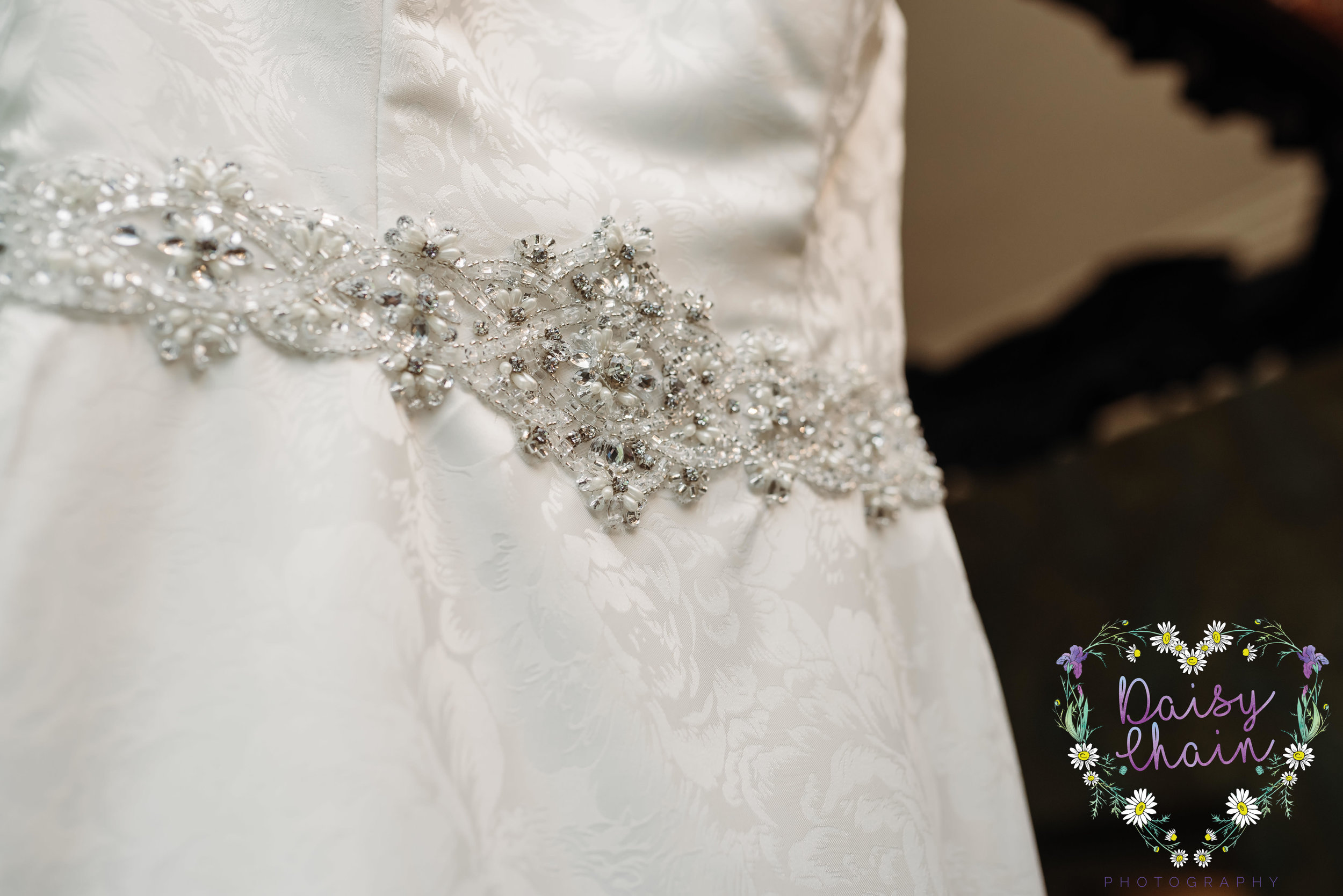Close up wedding dress detail