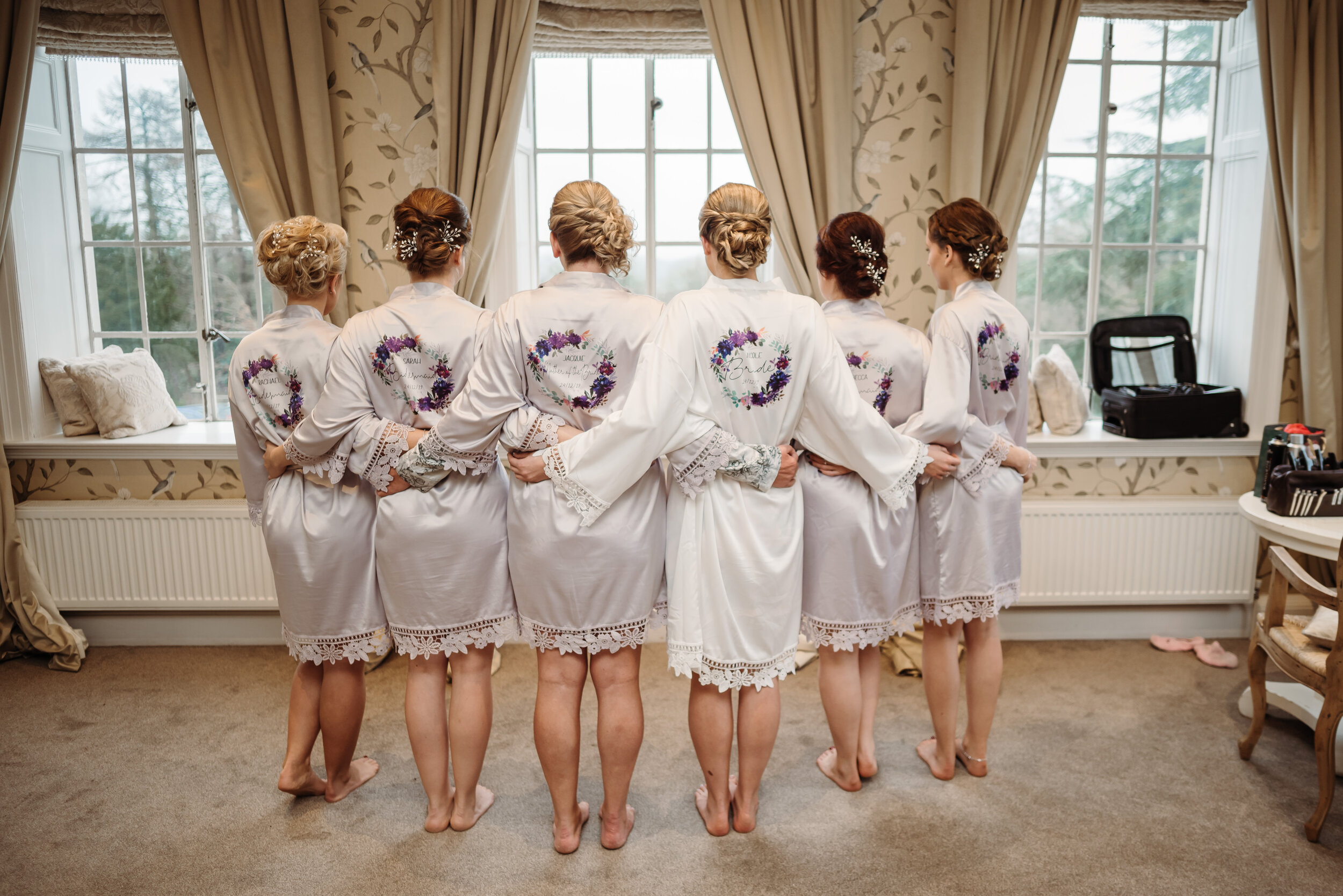 Bridal party with match dressing gowns
