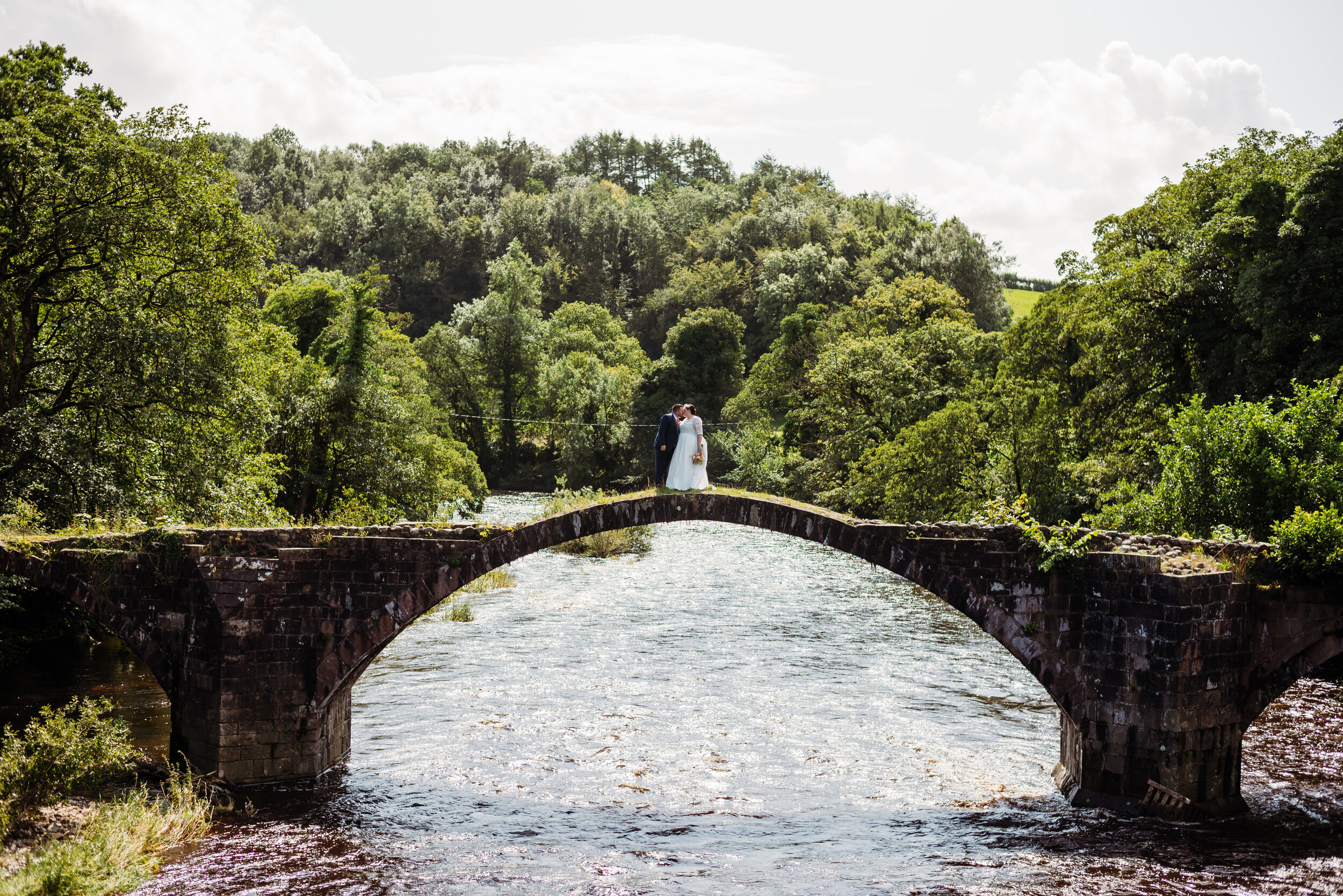 Newlyweds on Cromwells bridge near Clitheroe