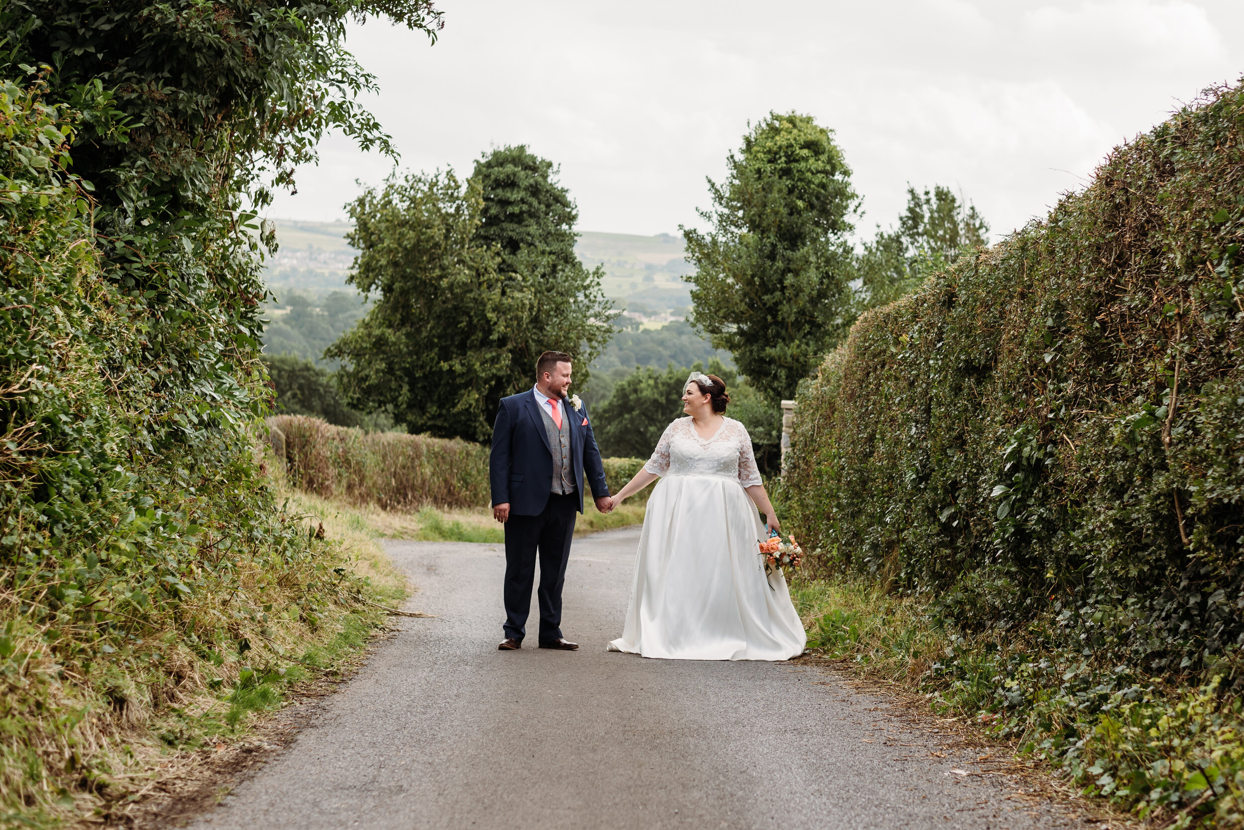 Lovely newlyweds having a walk near the Shireburn Arms