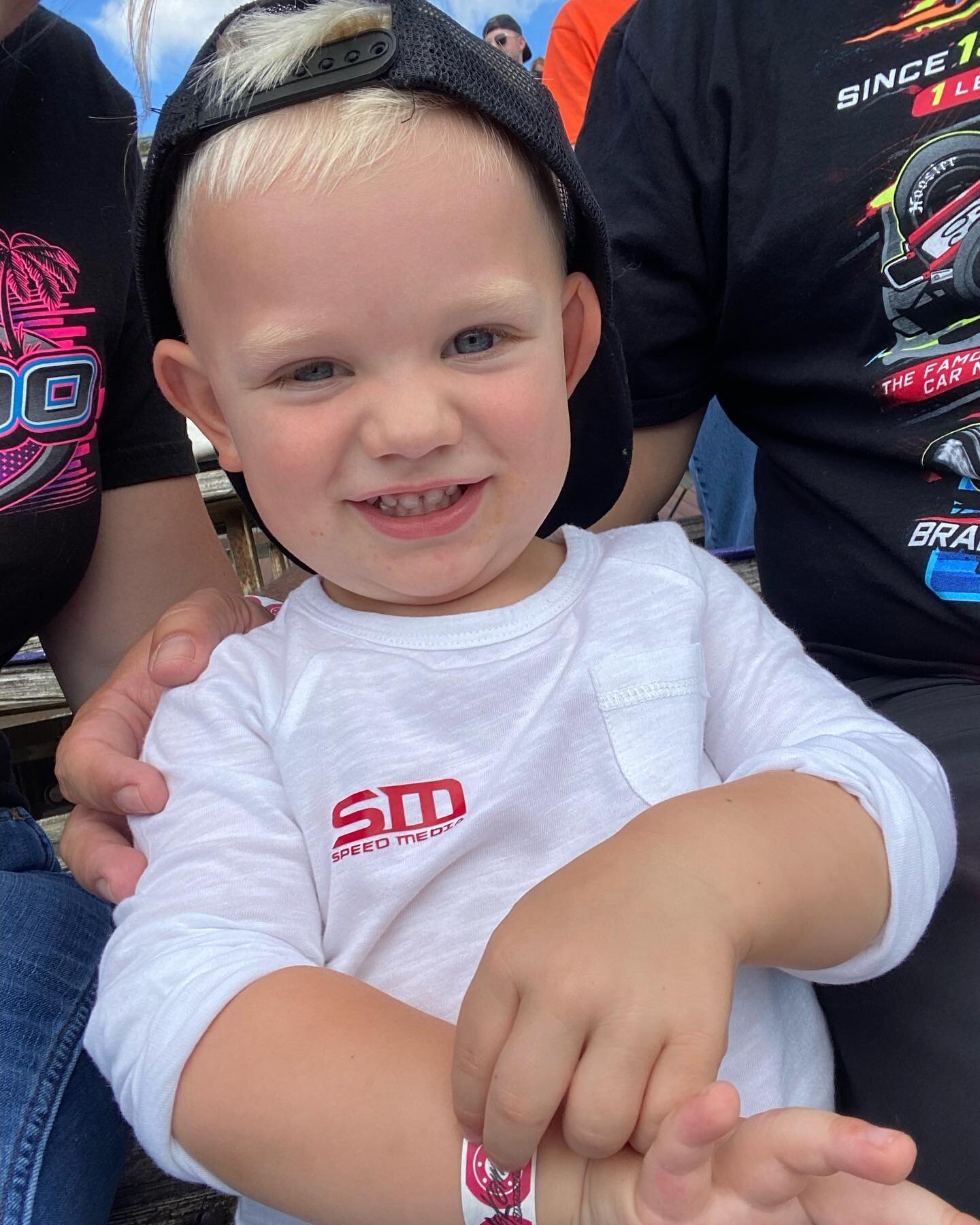 The cutest little race fan sporting his Speed Media shirt for the first time at his first race at @kokomospeedway for the #Smackdown!