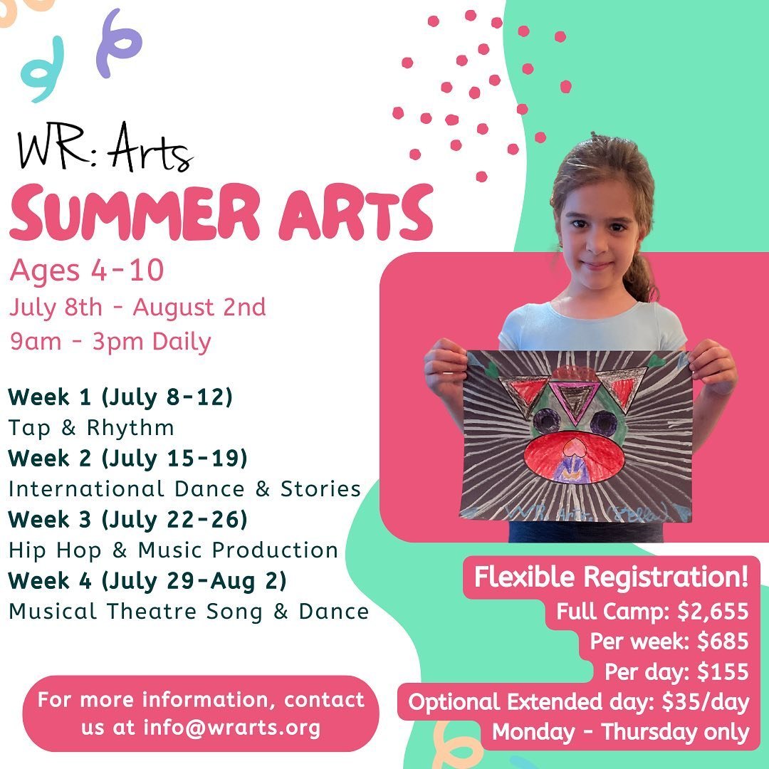 You have 3 more days to get a 5% off discount for Summer Arts &lsquo;24! Use code summer24 at check out until this Friday, 4/19!

 Some unique things about our summer program is:
☀️ Flexible Registration!
☀️ Weekly themes exploring dance, music and s