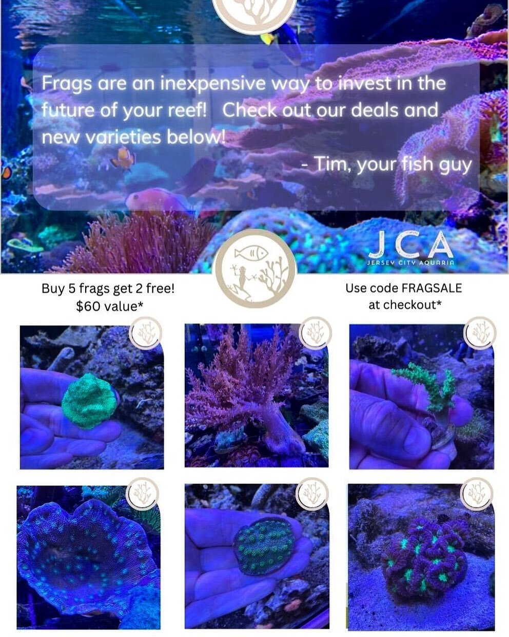 Our FRAG SALE is happening NOW!!!! Get them while supplies last! &mdash; Use code FRAGSALE at checkout to receive 2 FREE frags when you Purchase 5** While supplies last! **
&mdash;&mdash;-
#aquarium #fish #fishtank #reef #reeftank #coral #saltwater #