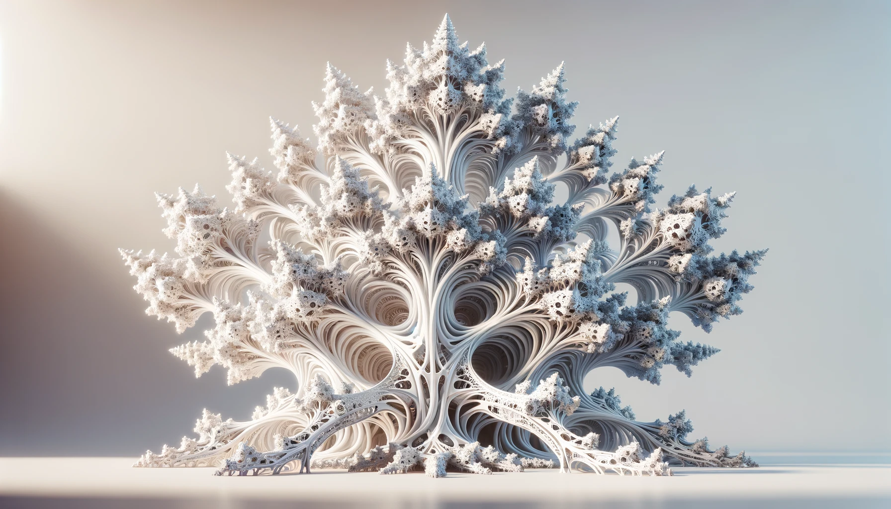 DALL·E 2023-11-30 13.18.10 - A complex and intricate illustration of fractal white branched robotic root structures. These robotic roots are highly detailed, showcasing an interpl.png