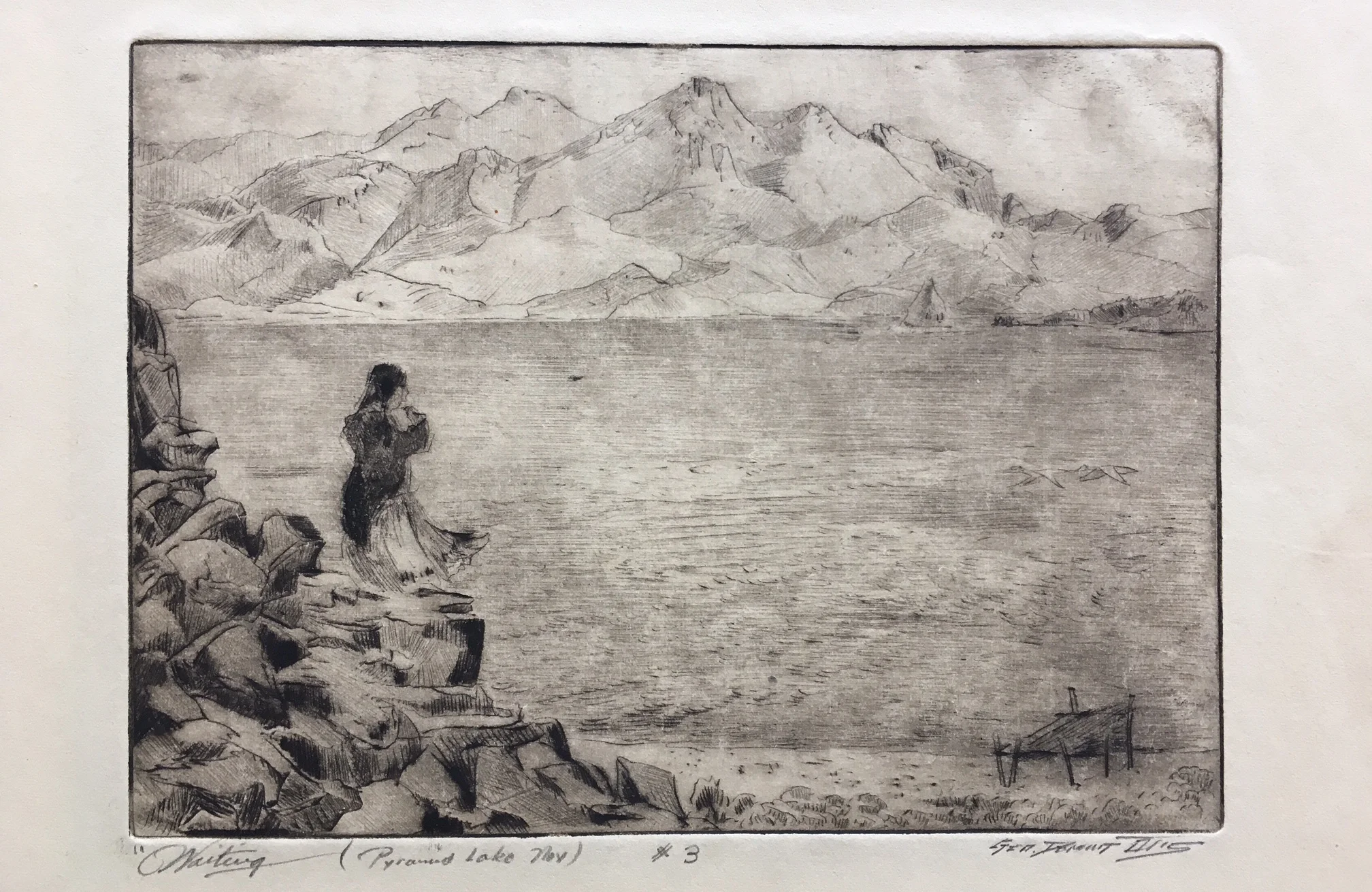 An example of a Pyramid Lake etching by George Demont Otis. This work is part of the Nevada Fine Art LLC collection. 