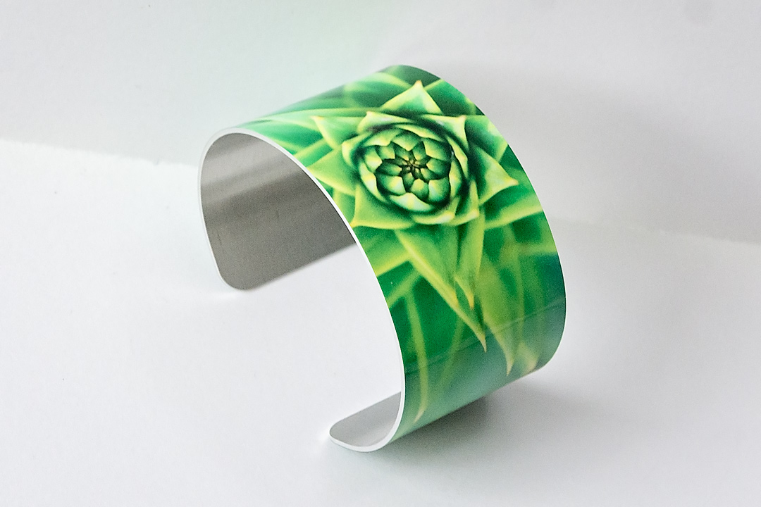 Monkey Puzzle Tree White Metal Bracelet Side.jpg