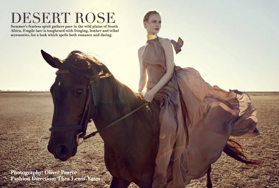 Chiffon dress: Kalita / Gold choker: Elie Saab / Gold rings: Allison Bryan