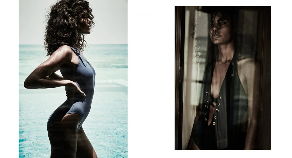 Left: Blue swimsuit: Eres / Ring: London Road Jewellery Right: Swimsuit: stylist's own