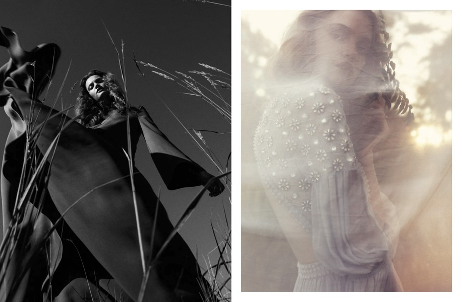 Left | Dress: Valentino Right | Dress: Temperley London / Rings: Cornelia Webb 