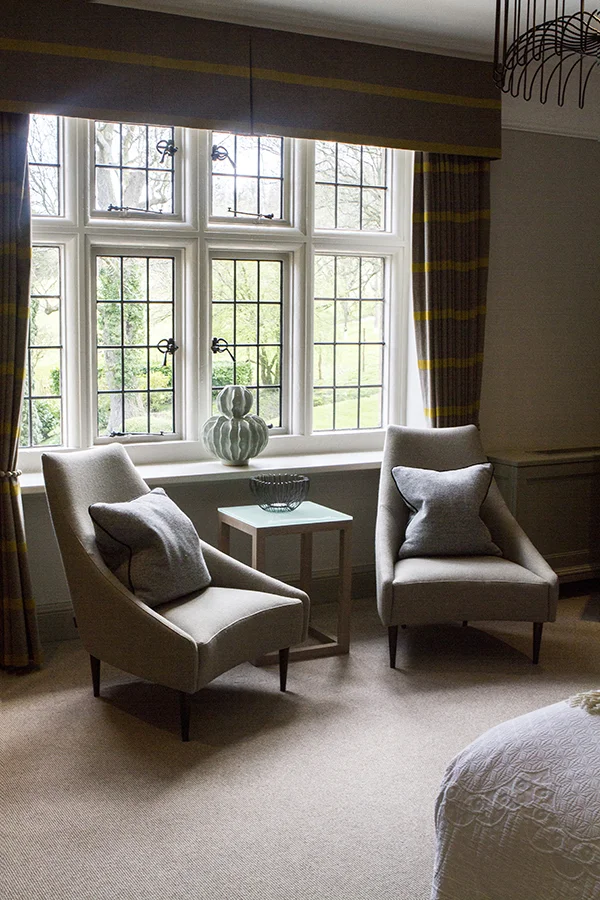 Cosy chairs in our Juniper room at Foxhill Manor