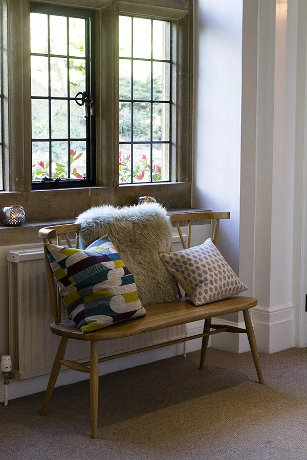 Communal spaces at Foxhill Manor with some interesting furniture, arts and crafts