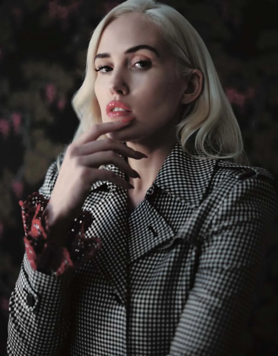 Gingham coat with lace frill sleeves: Altuzarra