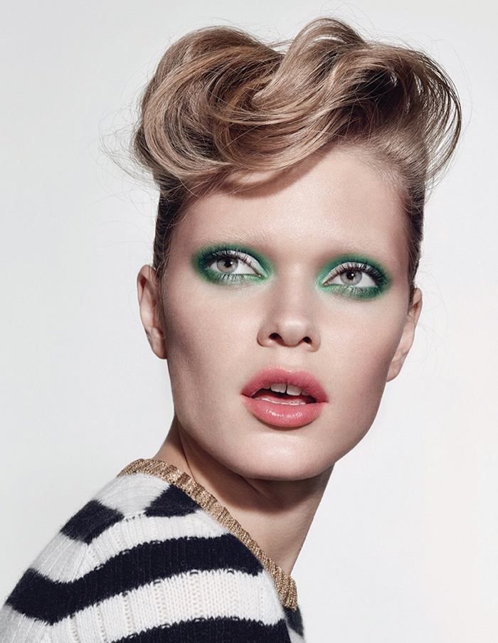Eyeshadows in New Crop and Nylon / Huggable Lipcolour in Bonsai Bloom. All make-up by MAC Stripe knit: Gucci @ Net-A-Porter.com