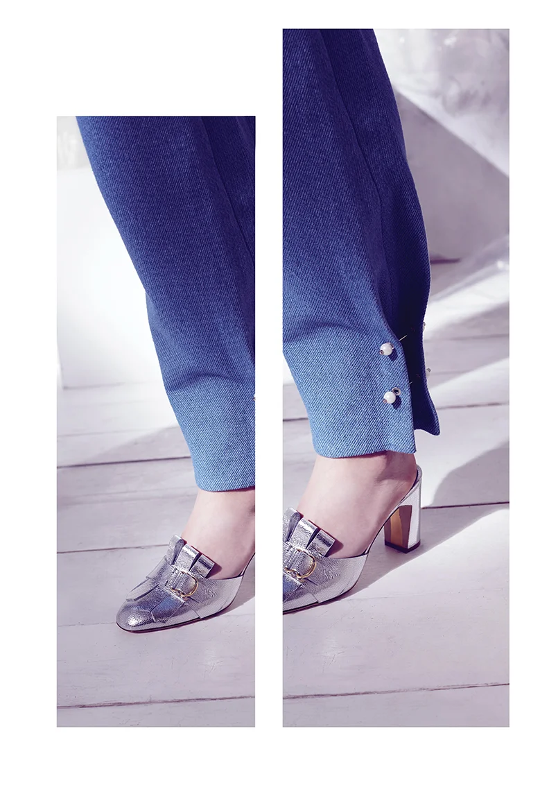 Denim trousers: Mother of Pearl , Shoes: Rupert Sanderson