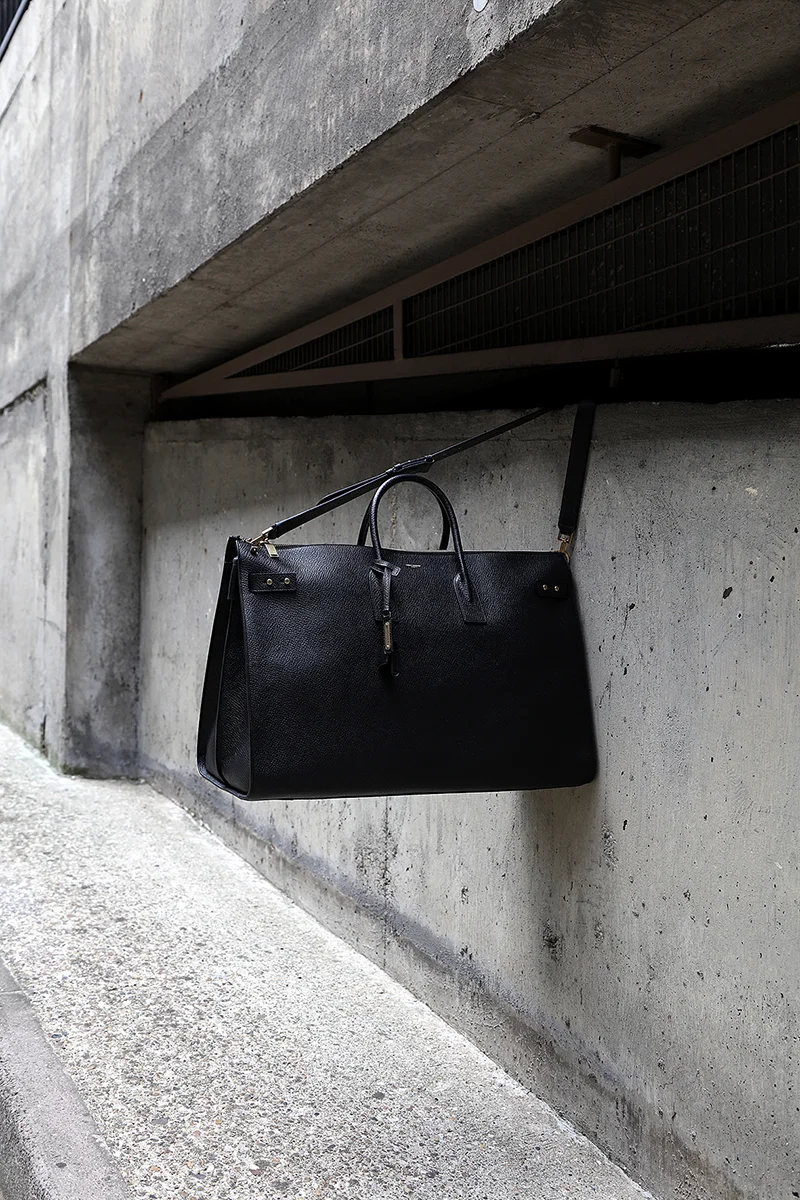 LARGE DUFFLE 48H SAC DE JOUR SOUPLE BAG IN BLACK LEATHER