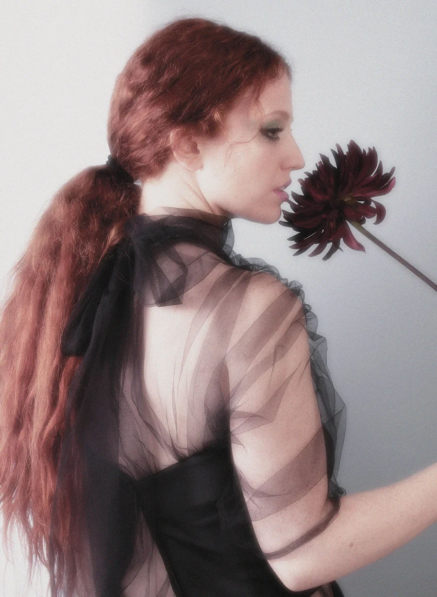 Organza dress and corset: Prada / Flower: Rebel Rebel