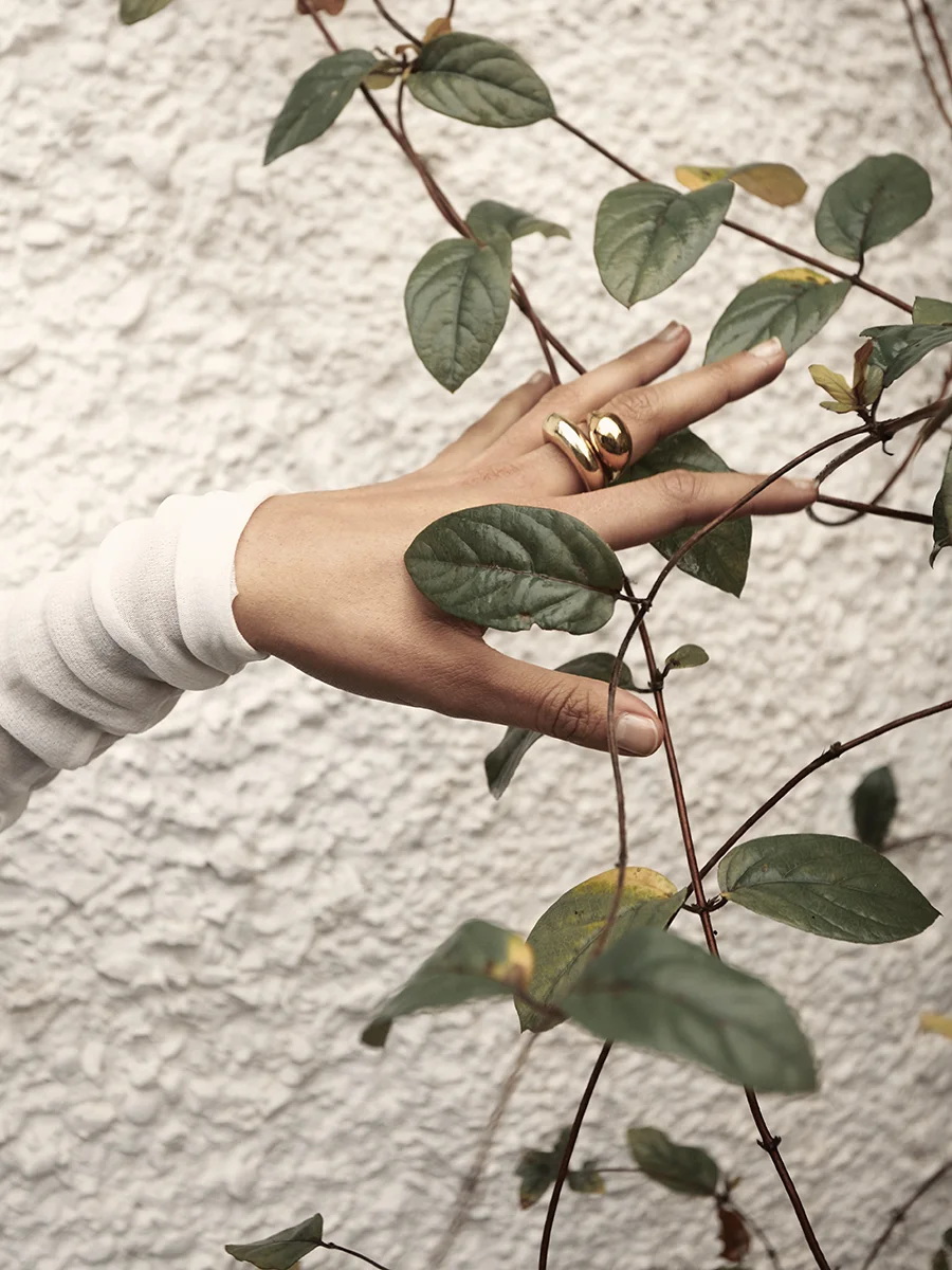 Tulle top: Jil Sander @ matchesfashion.com / Upper ring: Daphine / Lower ring: Dinosaur Designs