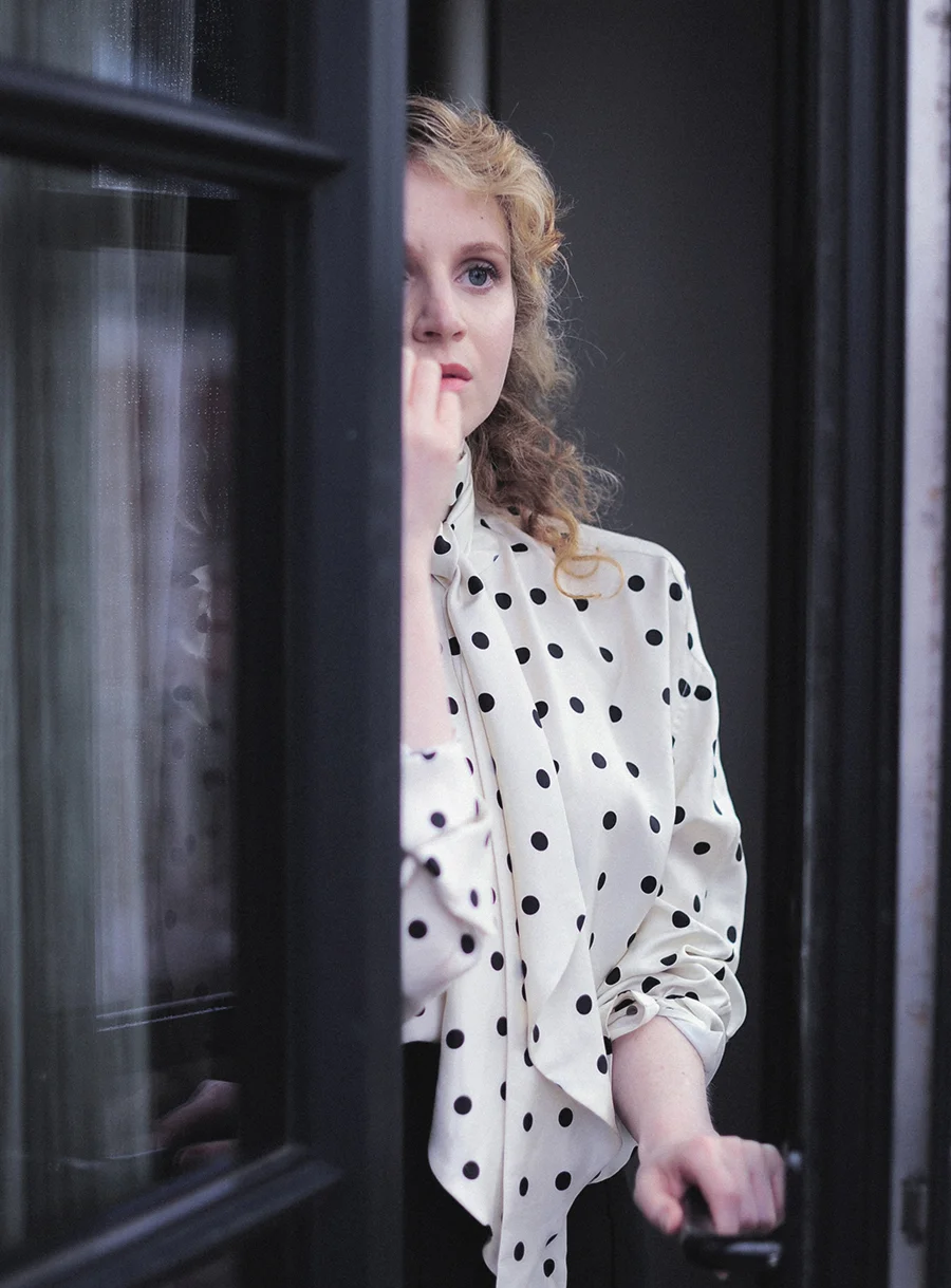 Beverly Silk shirt: Petar Petrov @ matchesfashion.com / Moire high-waisted buttoned trousers: Racil