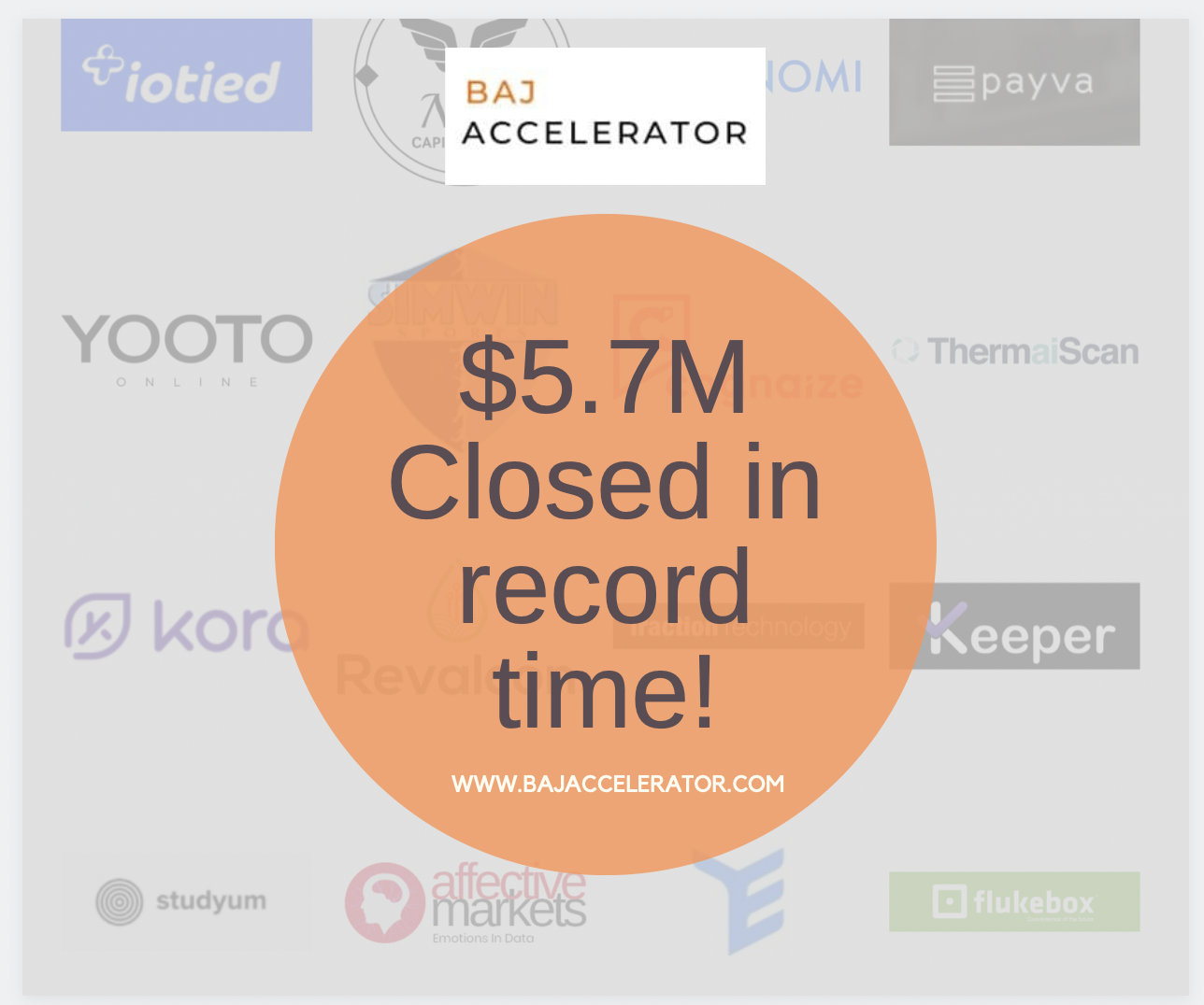 In the past four months, BAJ Accelerator has closed deals of $5.7M
