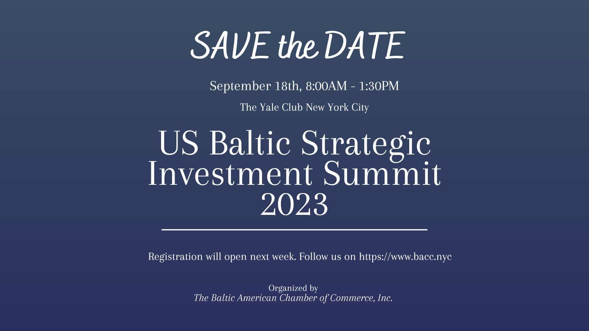 Save the Date! US Baltic Strategic Investment Summit 2023