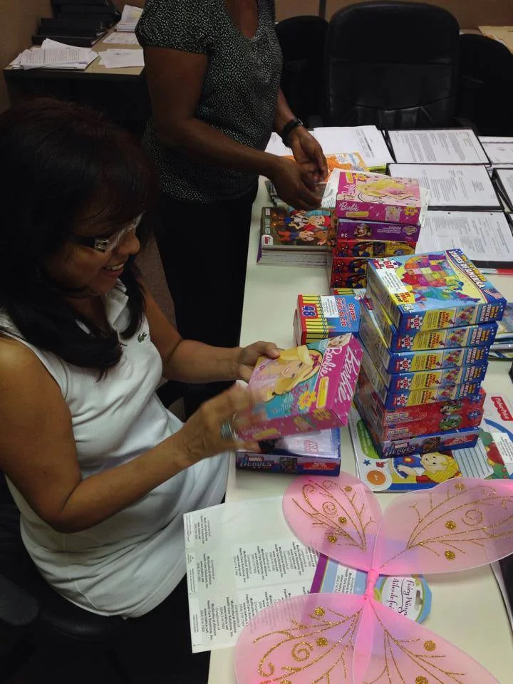 Getting prizes ready for World Refugee Day "Family Fun Day"