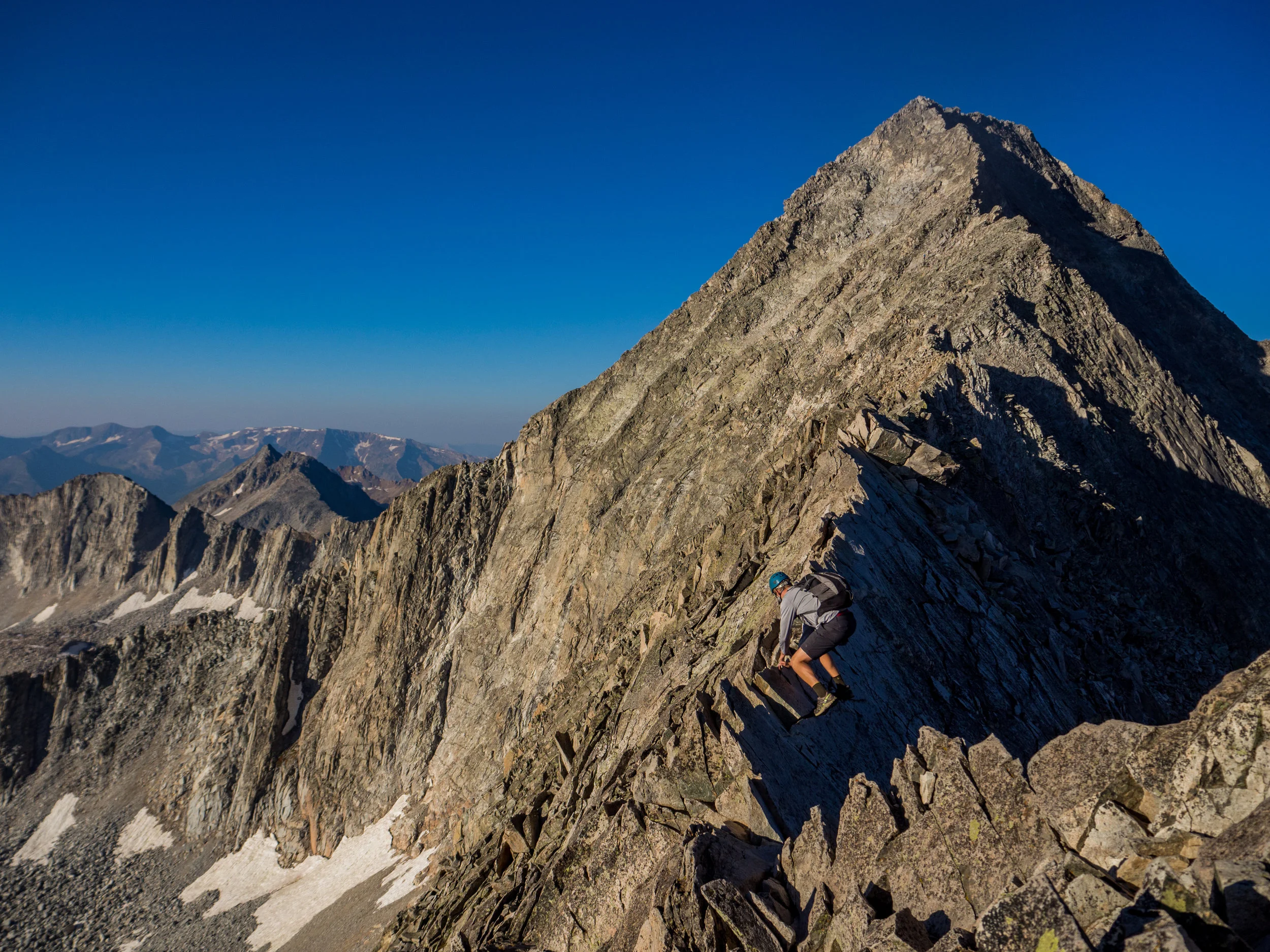 Dylan navigating Capitol Peak's infamous Knife Edge. 