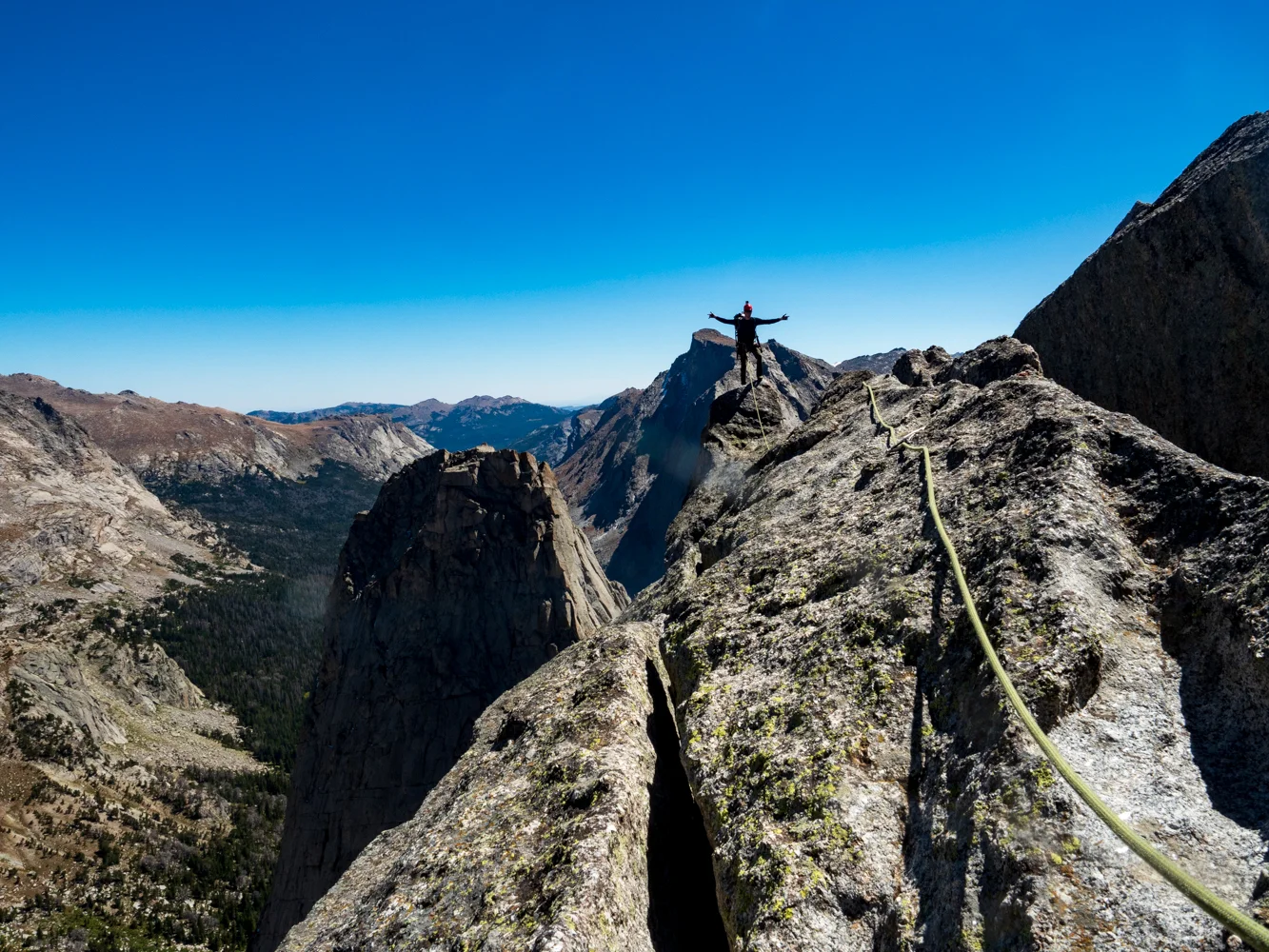 Traversing some pitches on the ridge.