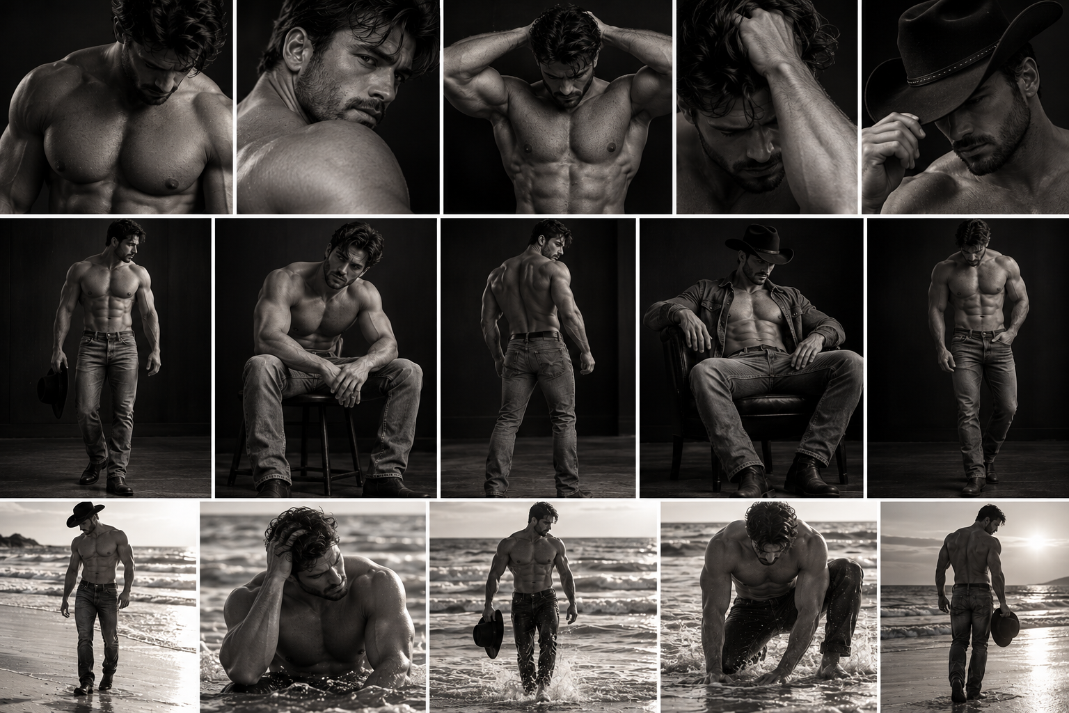 A male bodybuilding portrait session in Panama City Beach featuring dramatic studio lighting, close-up physique details, and beach portraits designed to document the strength, definition, and hard work behind getting into the best shape of his life.