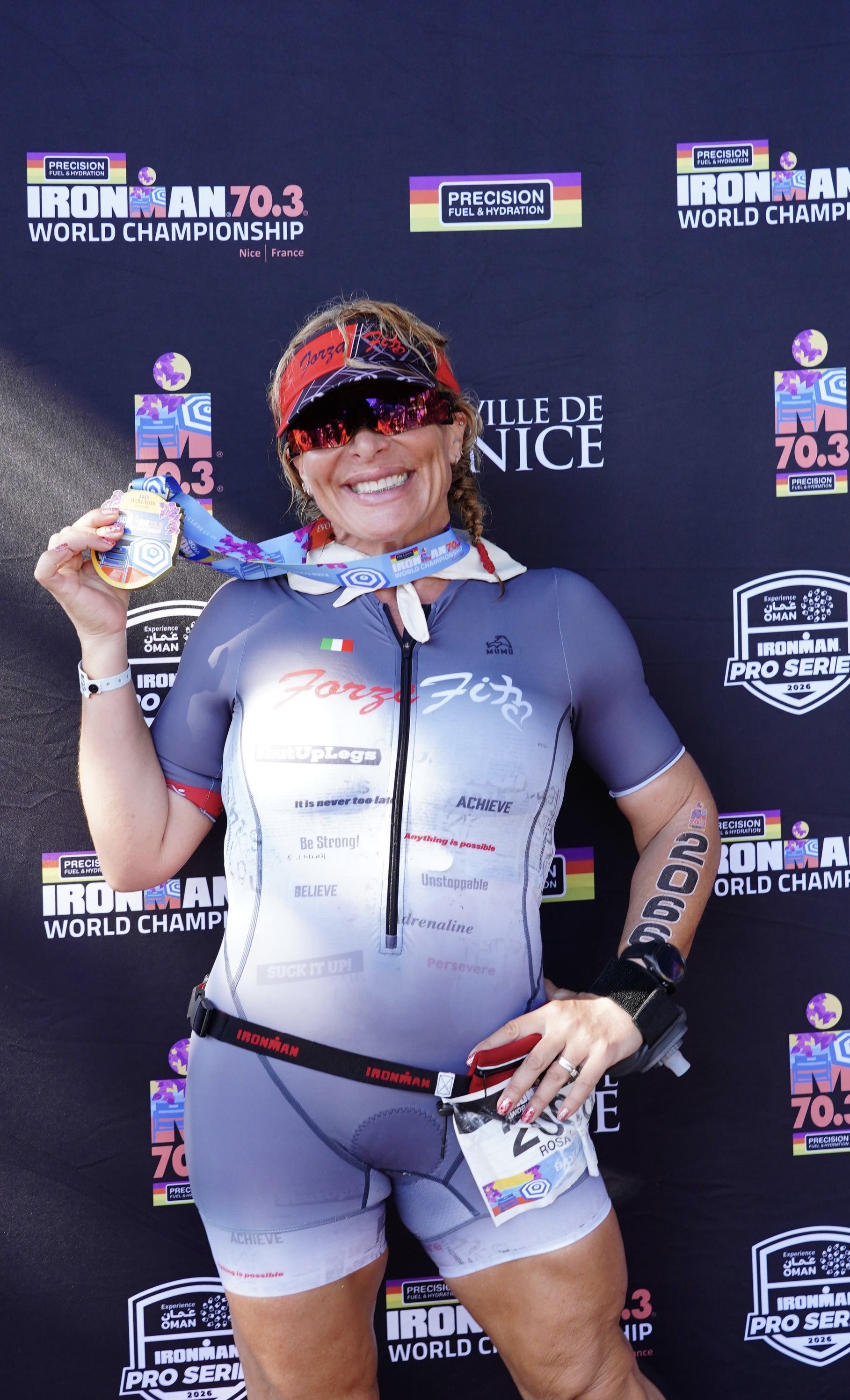 Rosa Laura after finish line in Nice IRONMAN 70.3 World Championship