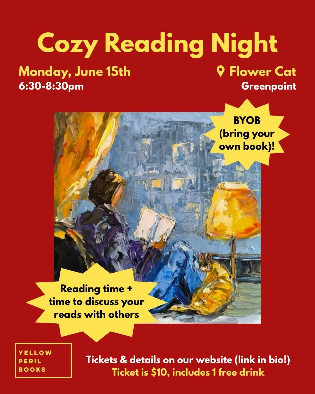 Cozy Reading Night with Yellow Peril Books 