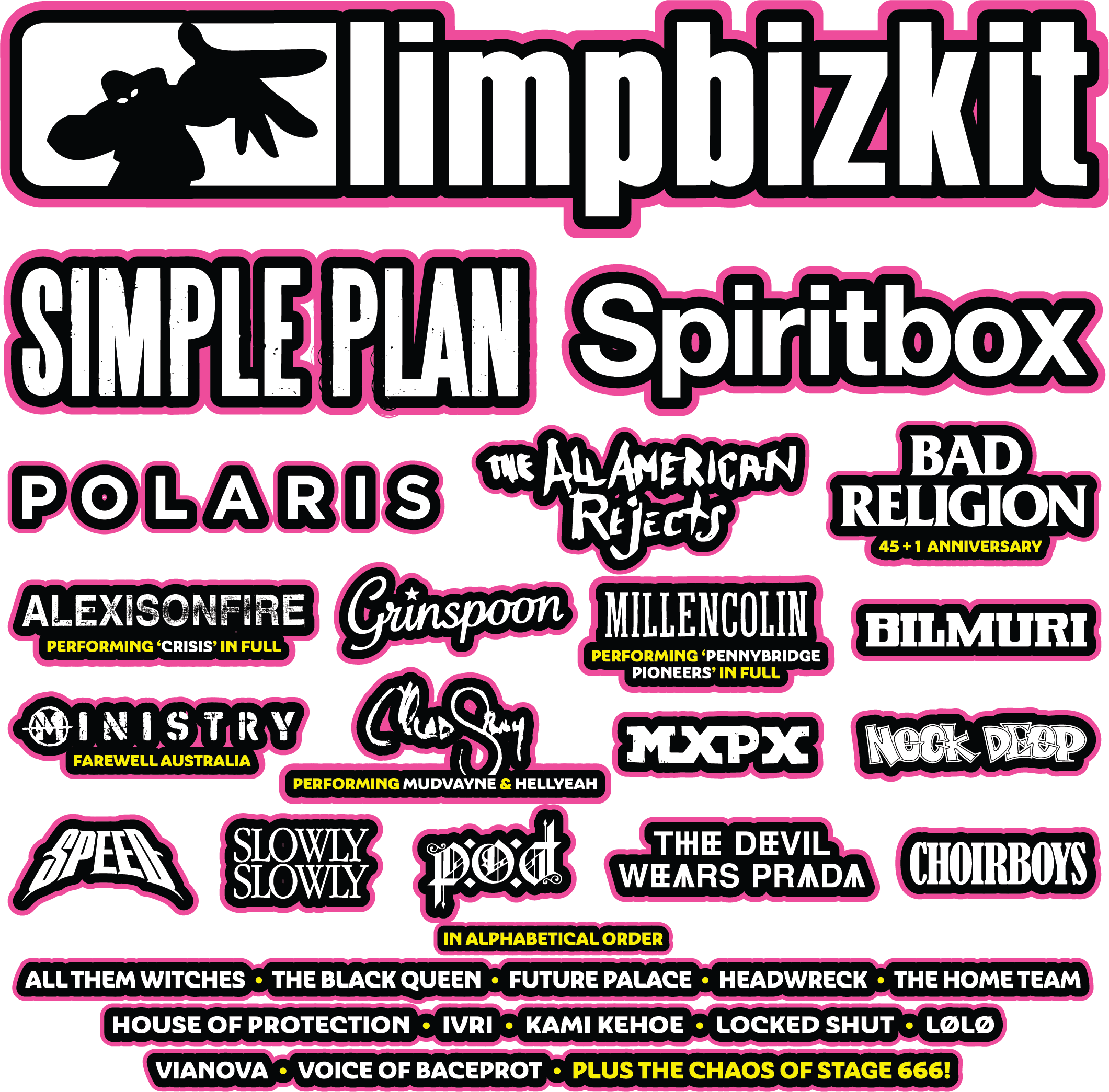 Good Things Festival 2026 lineup poster featuring Limp Bizkit, Simple Plan and Spiritbox