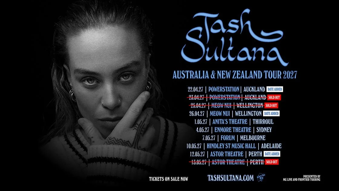 Tash Sultana Australia and New Zealand 2027 tour poster, including added Perth date