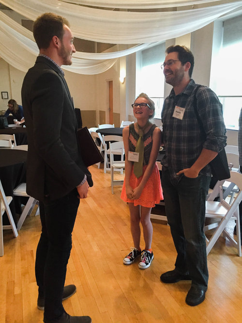  Lily networking with Joe Hutchins, an entreprenuer and Hood College student  