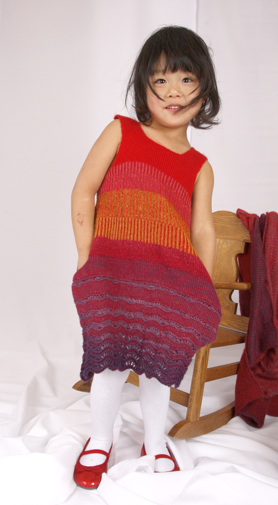  Machine knitted girl's dress. Hand dyed. Wool/silk/mohair. 