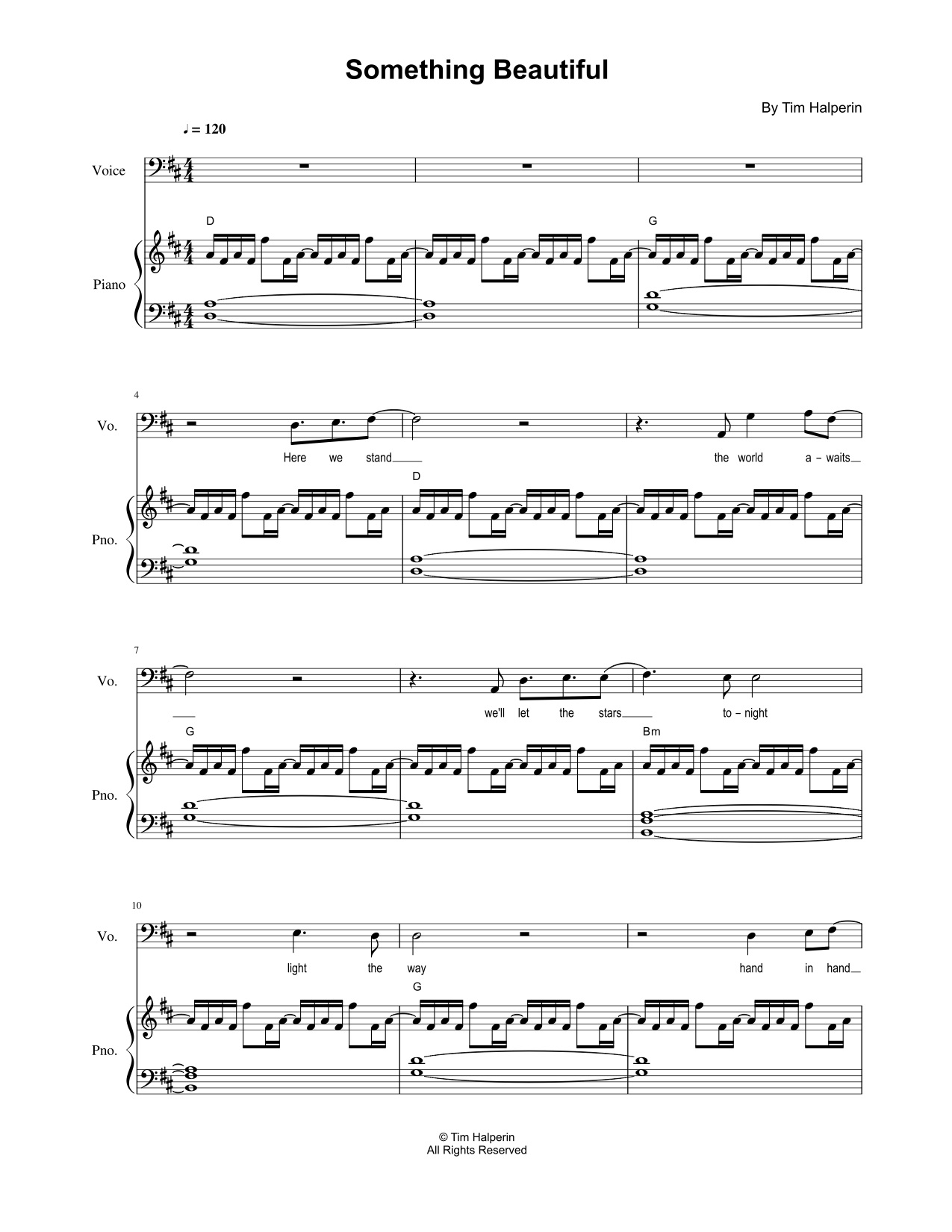 Tim Halperin Something Beautiful Sheet Music
