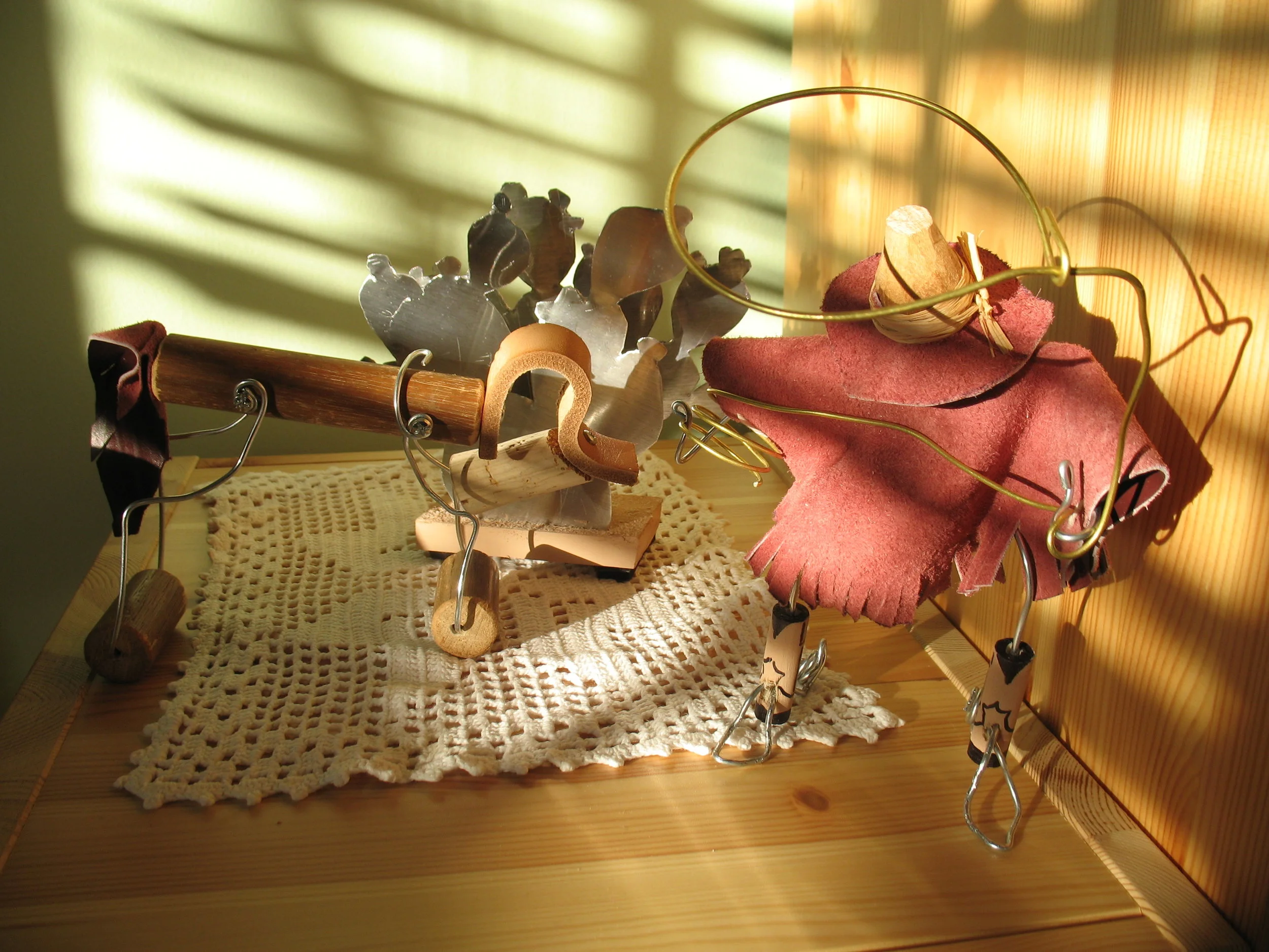 Cowgirl, horse & cactus