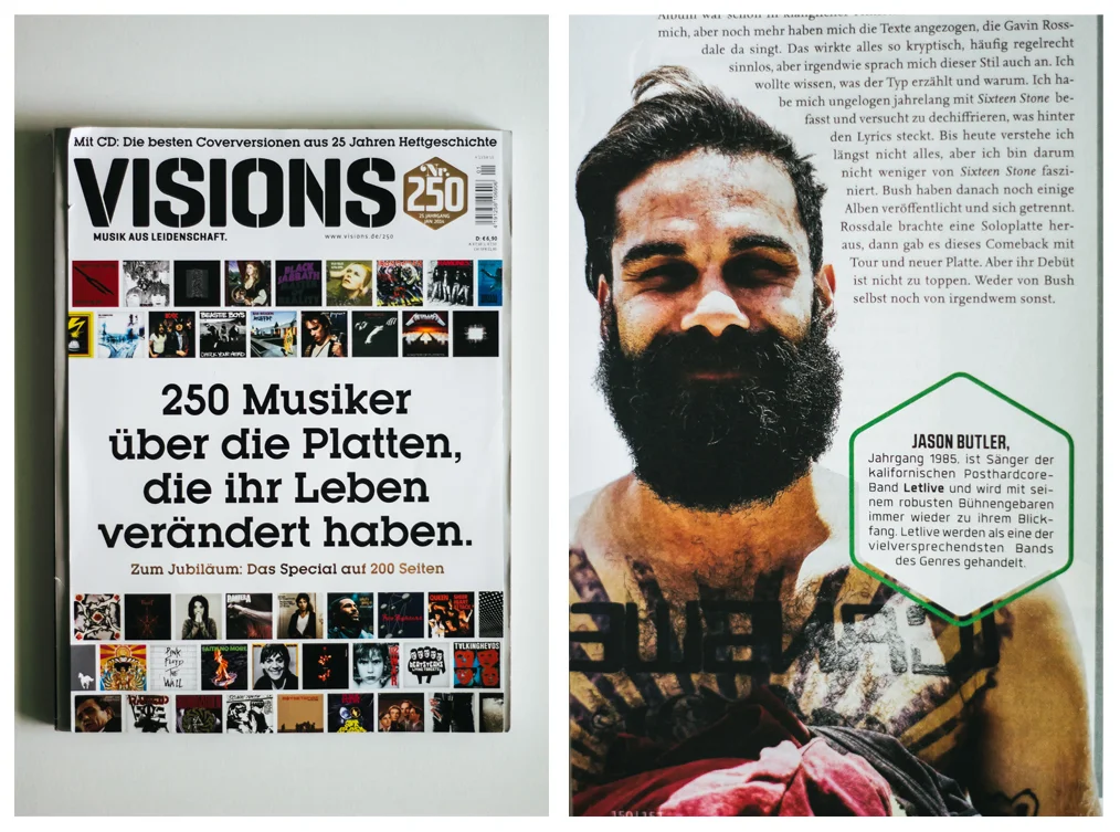 Jason Aalon Butler of letlive. featured in Visions Magazine from Germany