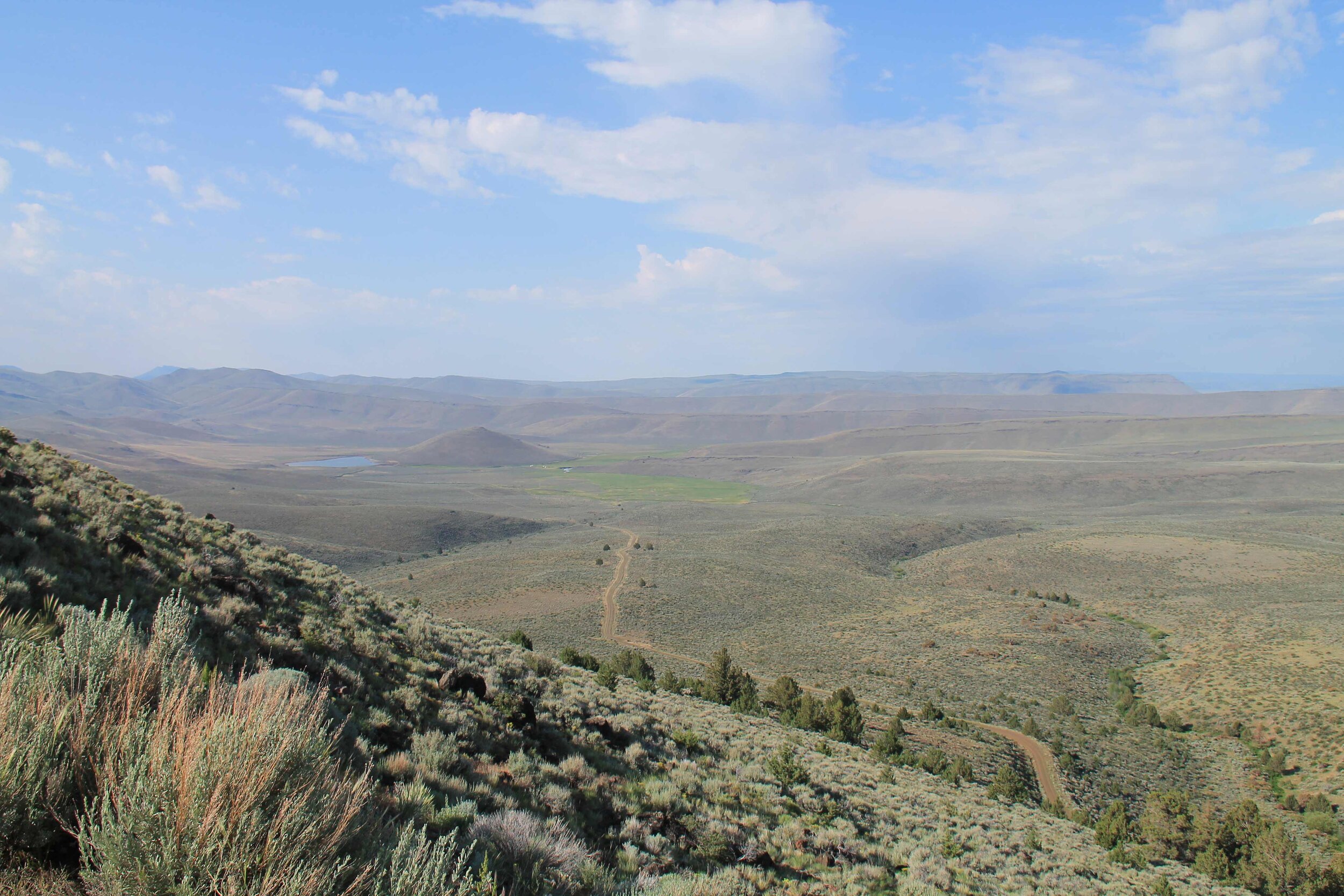  A mountain view of the sagebrush lowlands and rolling hills in the distance.  