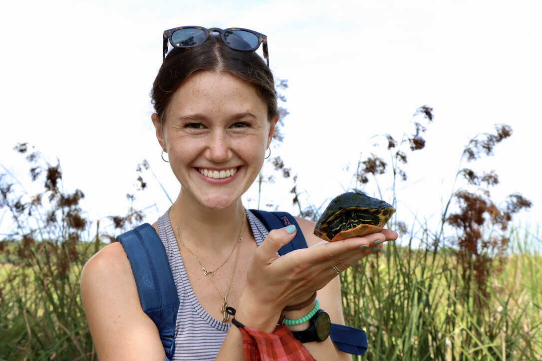 Ella with a Florida red-bellied cooter - gently handled and moved from the pathway  (Lake Woodruff NWR) 