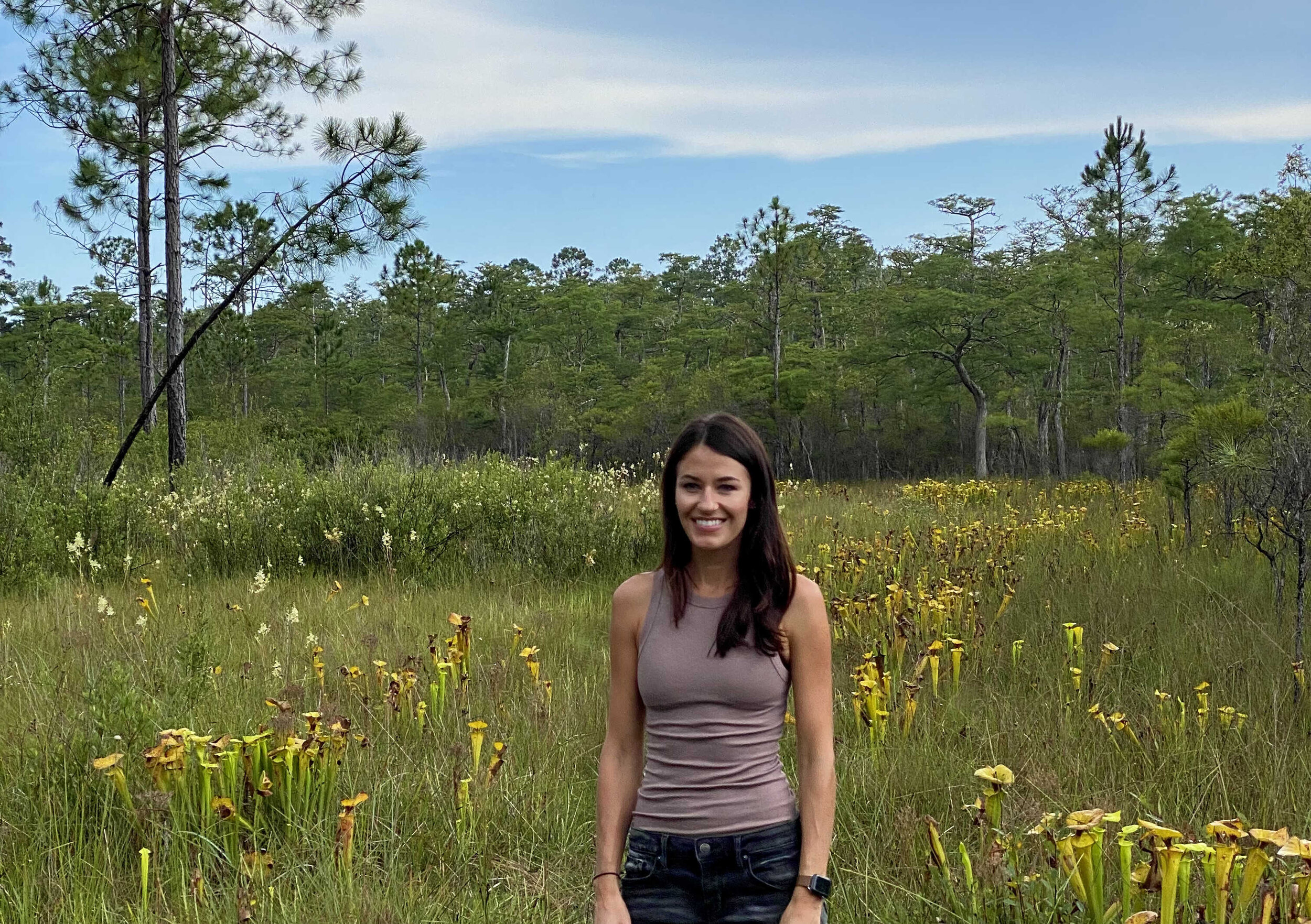  Amanda standing amongst a field of yellow pitcher plants  (Apalachicola National Forest) 