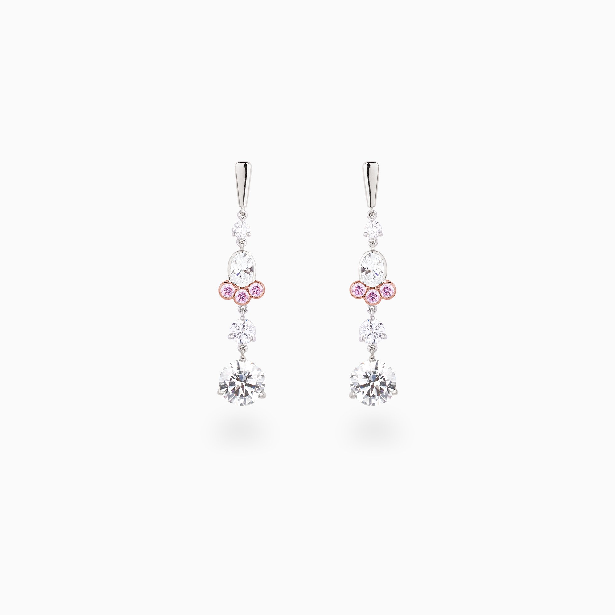 Earrings - Intense Fancy Pink Diamond - Diamond - 18ct Rose Gold - Platinum