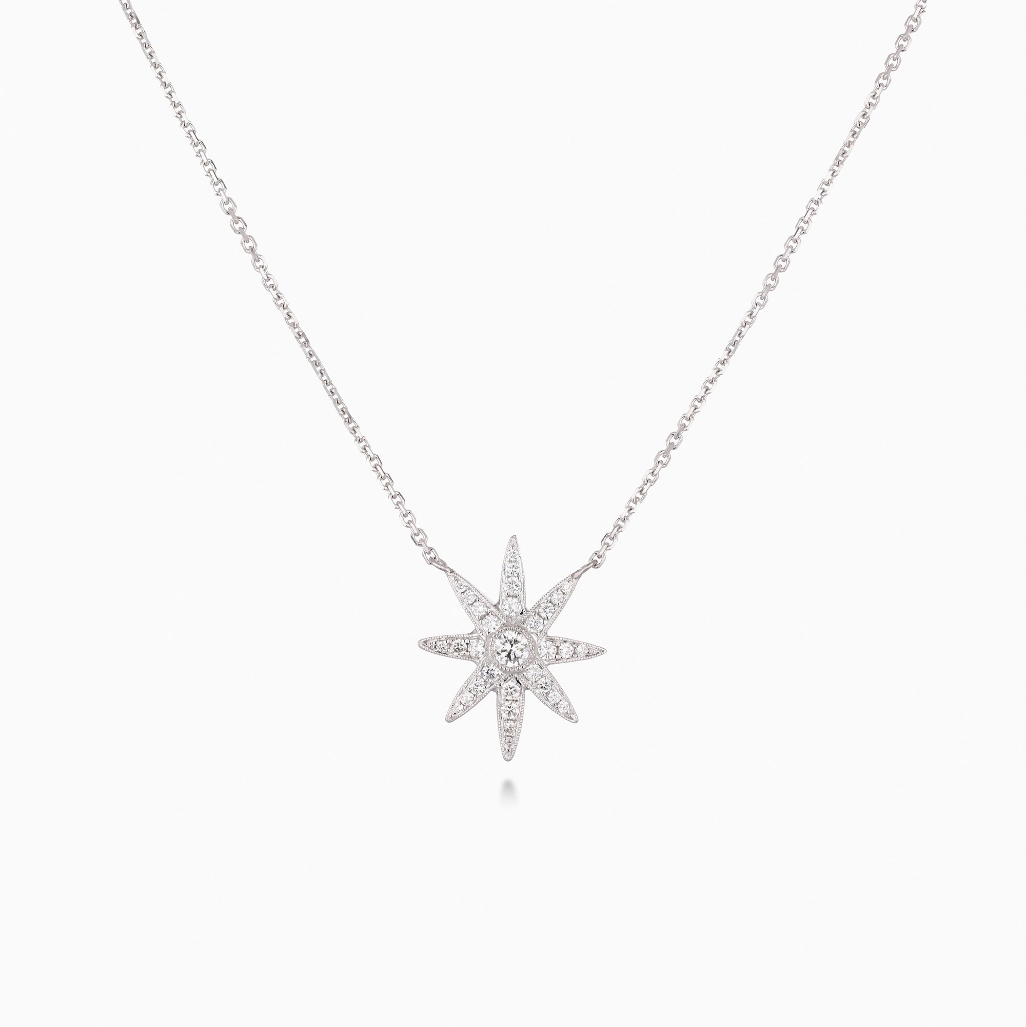 Star Pendant - Diamond - 18ct White Gold
