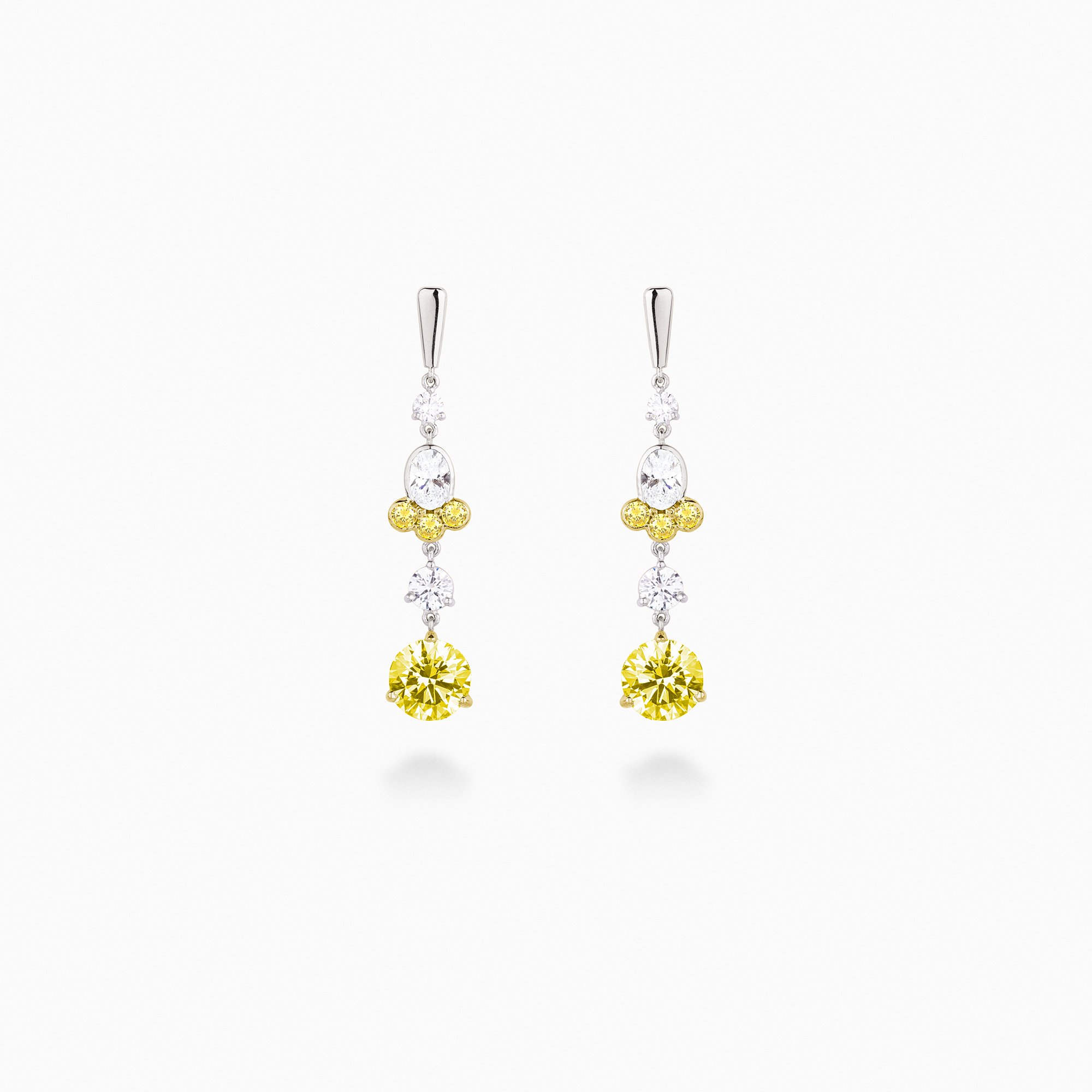 Earrings - Intense Fancy Yellow Diamond - Diamond - 18ct Yellow Gold - Platinum